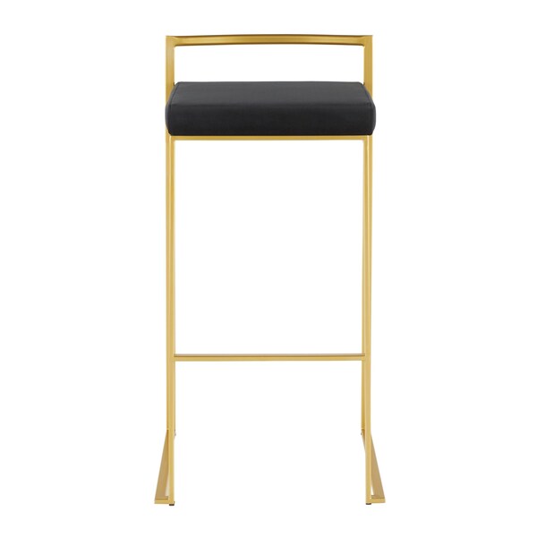 Lumisource Fuji Barstool in Gold with Black Velvet Cushion, PK 2 - B30-FUJI AUVBK2