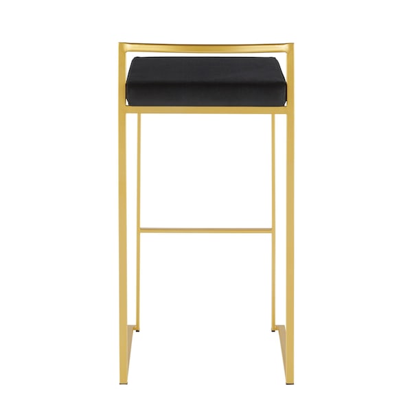 Lumisource Fuji Barstool in Gold with Black Velvet Cushion, PK 2 - B30-FUJI AUVBK2