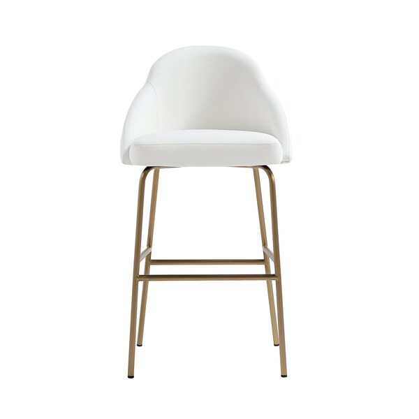 Manhattan Comfort Gracie Barstool in White and Gold - BS022-GWH