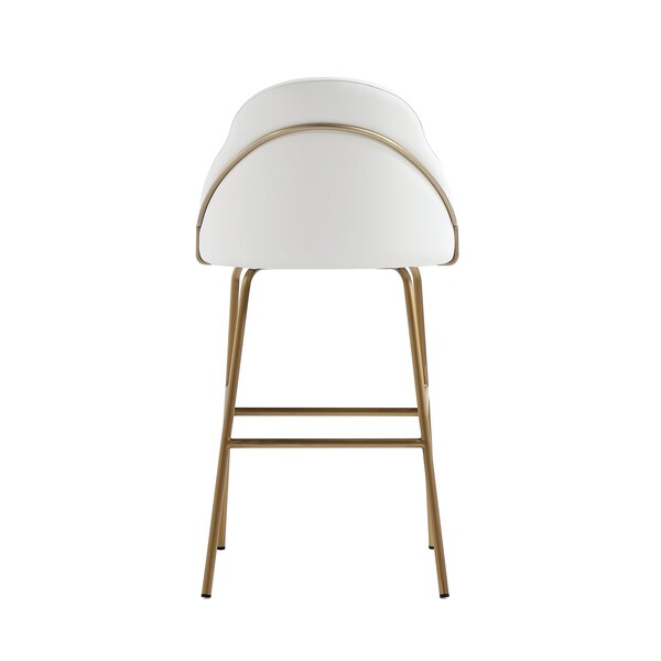 Manhattan Comfort Gracie Barstool in White and Gold - BS022-GWH