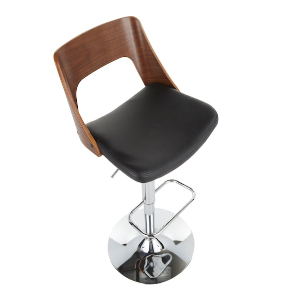 Lumisource Valencia Adjustable Swivel Barstool in Walnut and Black Faux Leather - BS-VLNCI WL+BK