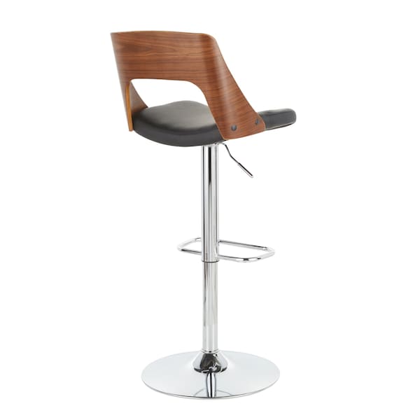 Lumisource Valencia Adjustable Swivel Barstool in Walnut and Black Faux Leather - BS-VLNCI WL+BK