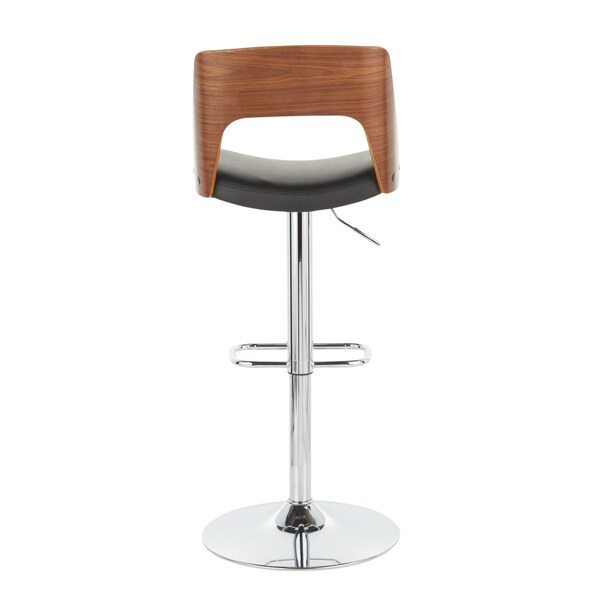 Lumisource Valencia Adjustable Swivel Barstool in Walnut and Black Faux Leather - BS-VLNCI WL+BK