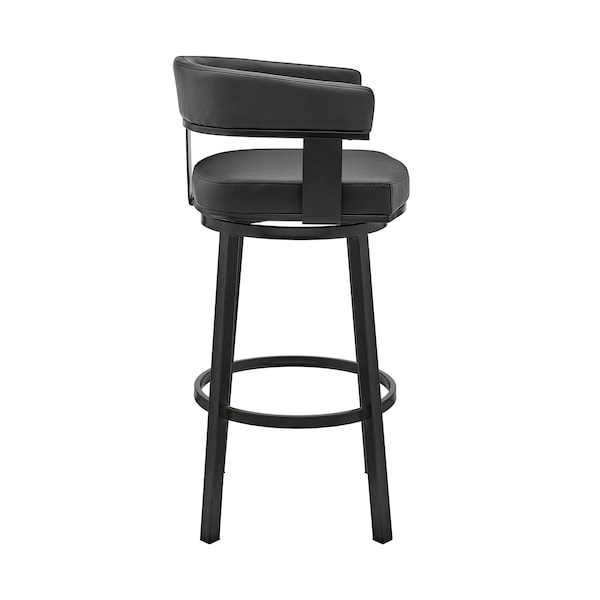 Armen Living Cohen 30" Bar Height Swivel Bar Stool in Black Finish and Black Faux Leather - 721535761937