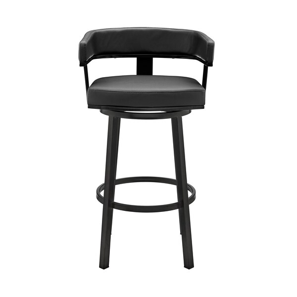 Armen Living Cohen 30" Bar Height Swivel Bar Stool in Black Finish and Black Faux Leather - 721535761937