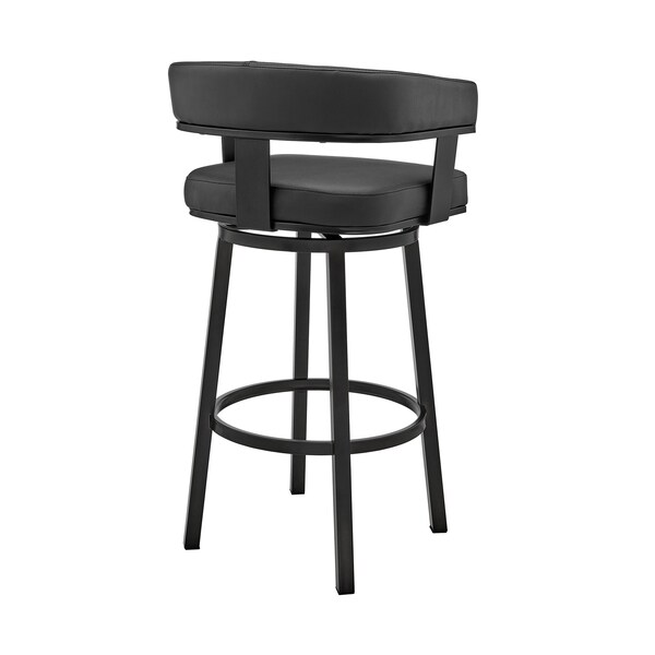 Armen Living Cohen 30" Bar Height Swivel Bar Stool in Black Finish and Black Faux Leather - 721535761937