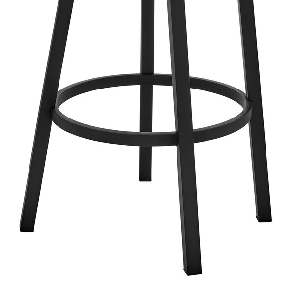 Armen Living Cohen 30" Bar Height Swivel Bar Stool in Black Finish and Black Faux Leather - 721535761937