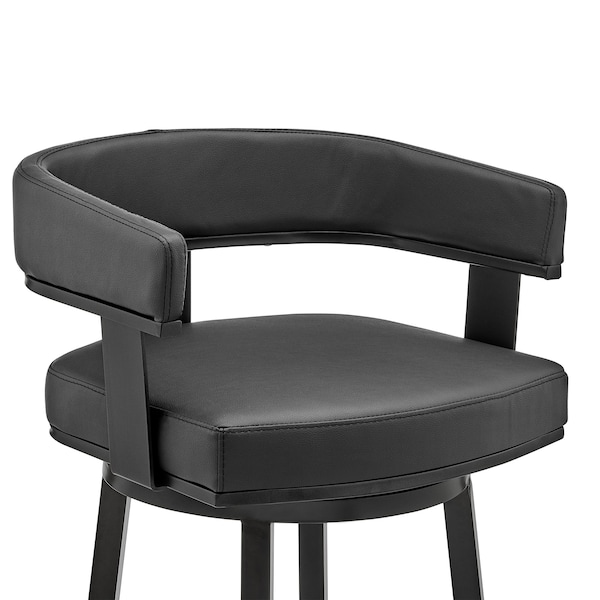Armen Living Cohen 30" Bar Height Swivel Bar Stool in Black Finish and Black Faux Leather - 721535761937