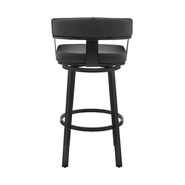 Armen Living Cohen 30" Bar Height Swivel Bar Stool in Black Finish and Black Faux Leather - 721535761937