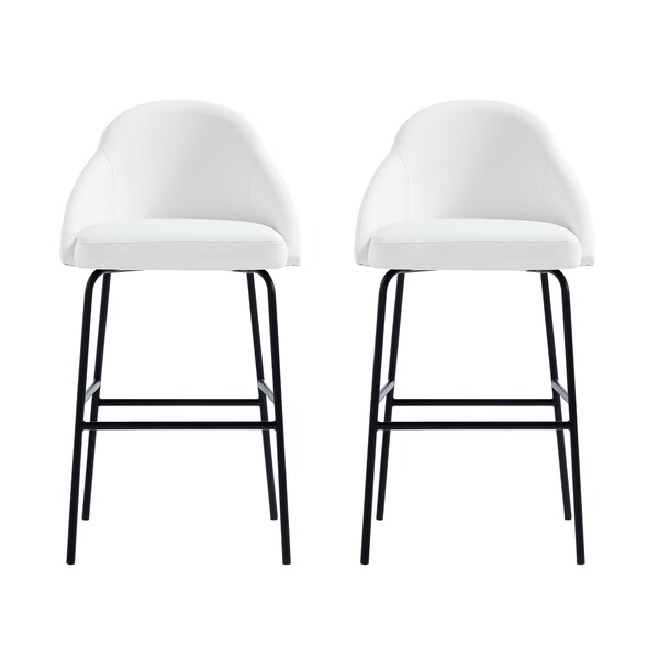 Manhattan Comfort Gracie Barstool in White and Black - Set of 2 - 2-BS022-BWH