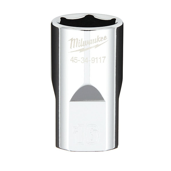 Milwaukee Tool 1/2 in. Drive 16mm Metric 6-Point Socket with FOUR FLAT Sides - 45-34-9117