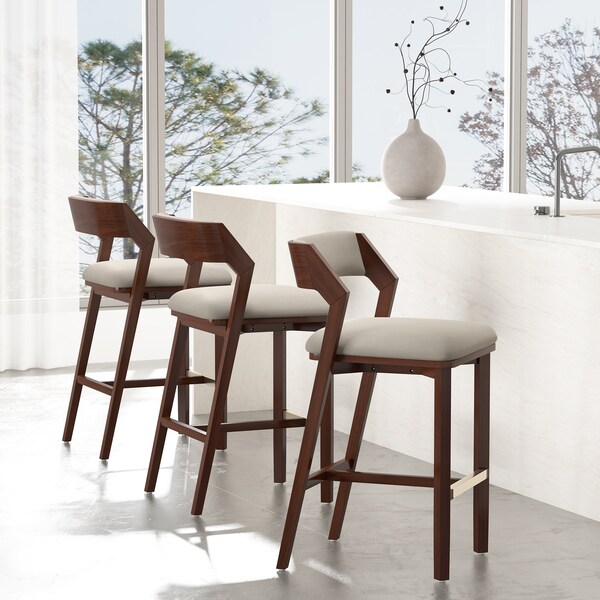 Manhattan Comfort Patricia Barstool in Linen - Set of 3 - 3-BS026-LN