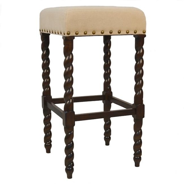 Carolina Cottage Carolina Cottage 3664-ESLN 30 in. Remick Bar Stool; Espresso & Linen - 3664-ESLN