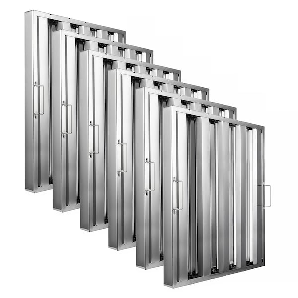 Amgood 16 in. x 25 in. x 2 in.  Stainless Steel Hood Filter, 6PK - SSHF-1625-6PK-Z