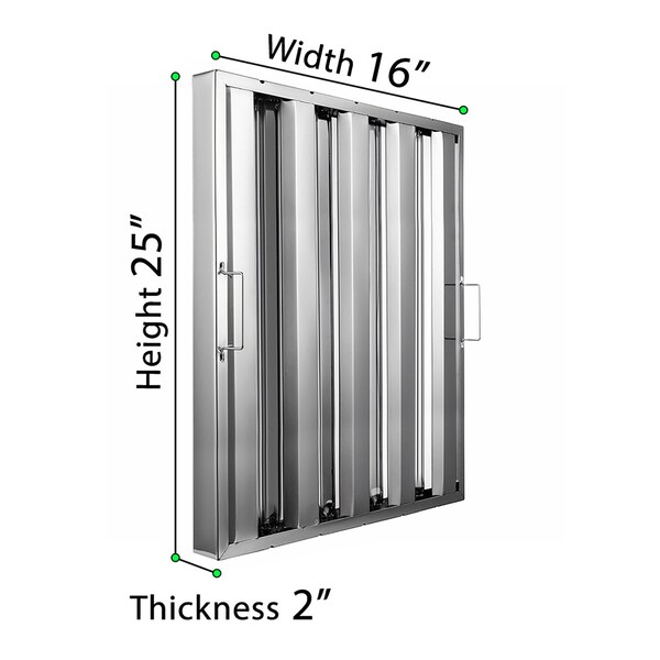 Amgood 16 in. x 25 in. x 2 in.  Stainless Steel Hood Filter, 6PK - SSHF-1625-6PK-Z
