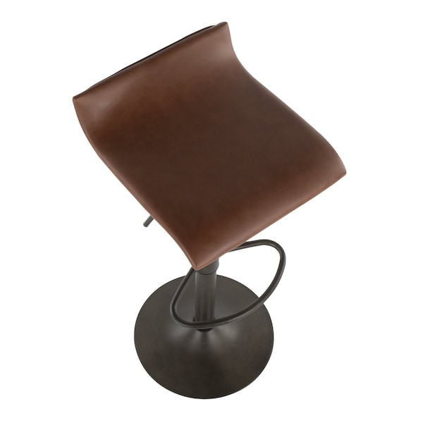 Lumisource Ale Barstool in Antique Metal and Brown Faux Leather, PK 2 - BS-ALE AN+MBN2