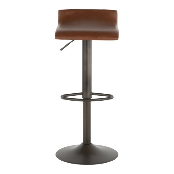 Lumisource Ale Barstool in Antique Metal and Brown Faux Leather, PK 2 - BS-ALE AN+MBN2