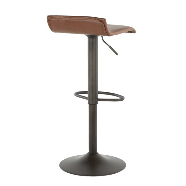 Lumisource Ale Barstool in Antique Metal and Brown Faux Leather, PK 2 - BS-ALE AN+MBN2