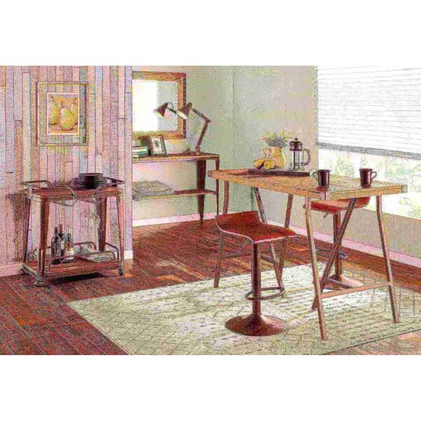Lumisource Ale Barstool in Antique Metal and Brown Faux Leather, PK 2 - BS-ALE AN+MBN2