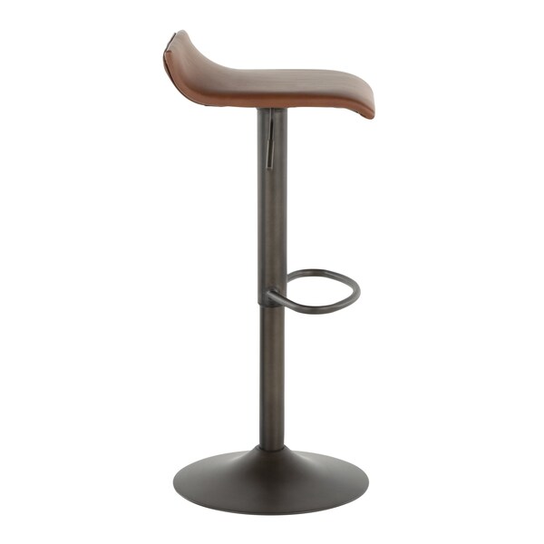 Lumisource Ale Barstool in Antique Metal and Brown Faux Leather, PK 2 - BS-ALE AN+MBN2