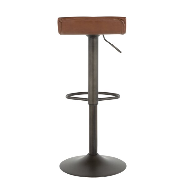 Lumisource Ale Barstool in Antique Metal and Brown Faux Leather, PK 2 - BS-ALE AN+MBN2