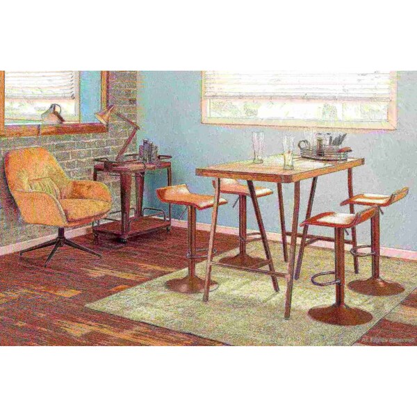 Lumisource Ale Barstool in Antique Metal and Brown Faux Leather, PK 2 - BS-ALE AN+MBN2