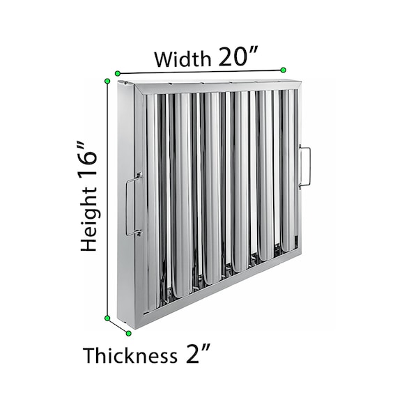 Amgood 20 in. x 16 in. x 2 in.  Stainless Steel Hood Filter, 2PK - SSHF-2016-2PK-Z
