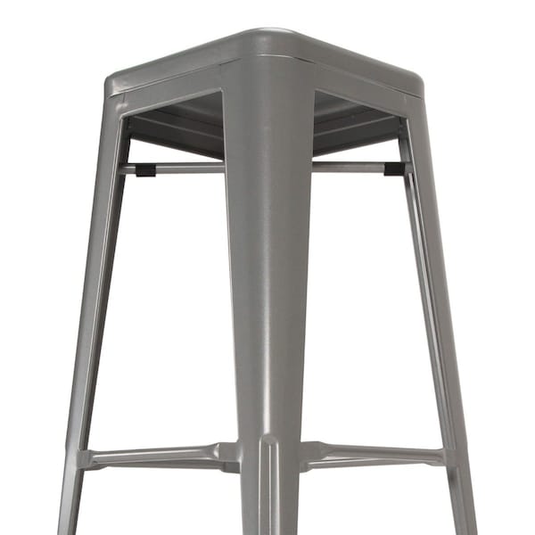 Atlas Commercial Products Titan Series Industrial Metal Bar Stool, Silver - MBS9SLV