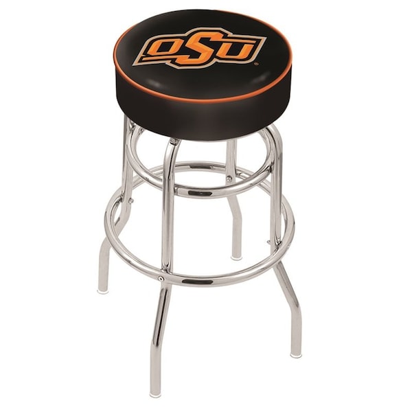 Holland Bar Stool Co 25" Oklahoma State Cushion Seat, 2-Ring Chrome Swivel Bar Stool - L7C125OKSTUN