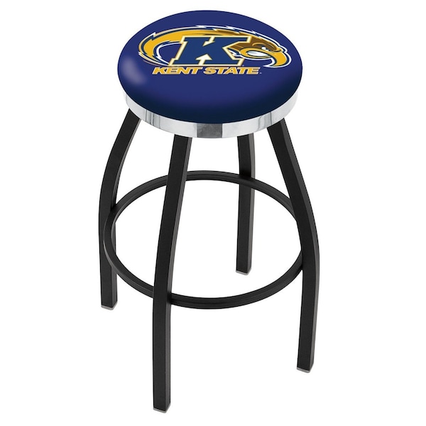 Holland Bar Stool Co 30" Blk Wrinkle Kent State Swivel Bar Stool, Chrome Ring - L8B2C30KENTST