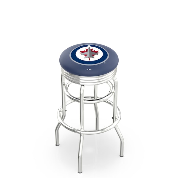 Holland Bar Stool Co 30" Chrome 2-Ring Winnipeg Jets Swivel Bar Stool, Accent Ring - L7C3C30WINJET