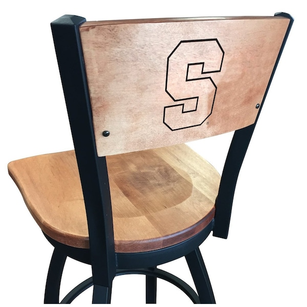 Holland Bar Stool Co 30" Blk Wrinkle Syracuse Swivel Bar Stool, Laser Engraved Back - L03830BWMEDMPLASYRCSEMEDMPL