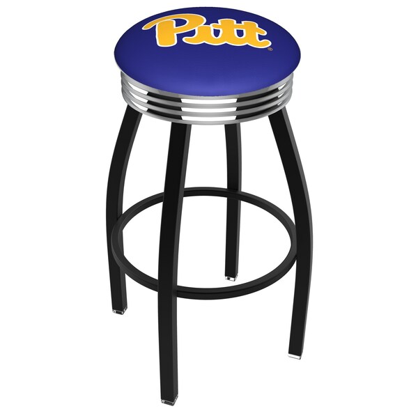 Holland Bar Stool Co 30" Blk Wrinkle Penn State Swivel Bar Stool, Chrome Ring - L8B3C30PITTSB