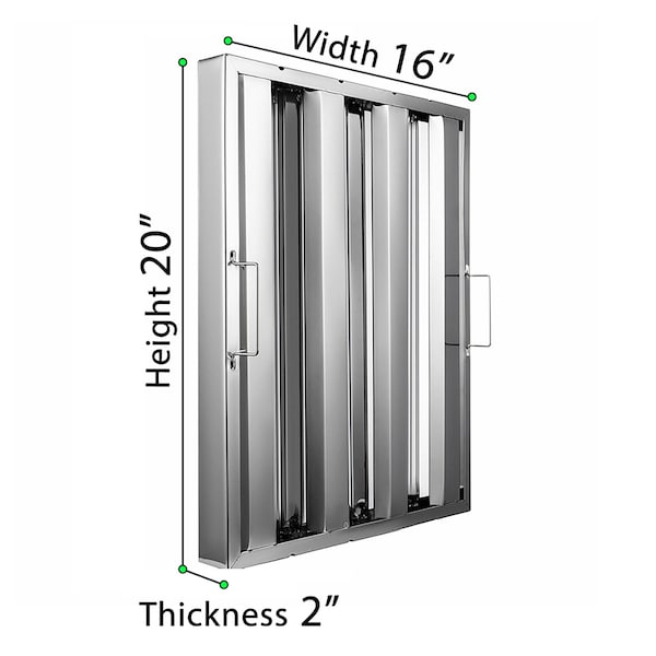 Amgood 16 in. x 20 in. x 2 in.  Stainless Steel Hood Filter, 2PK - SSHF-1620-2PK-Z