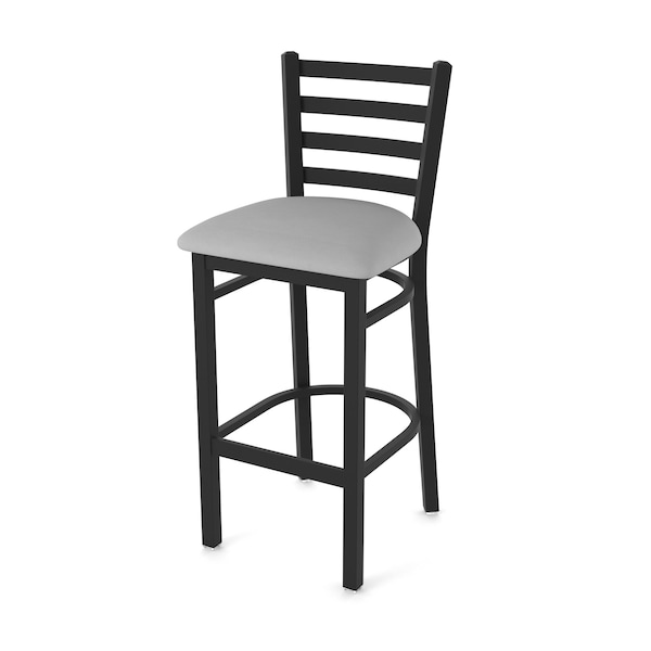 Holland Bar Stool Co 30" Stationary Bar Stool, Black Wrinkle, Canter Grey Seat - 40030BW007
