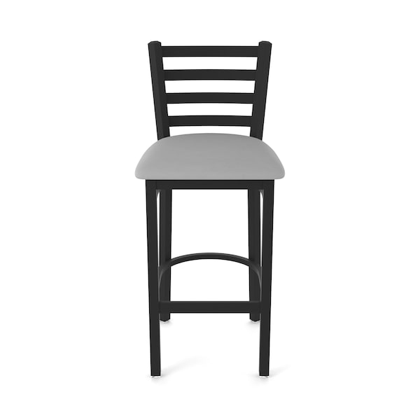 Holland Bar Stool Co 30" Stationary Bar Stool, Black Wrinkle, Canter Grey Seat - 40030BW007