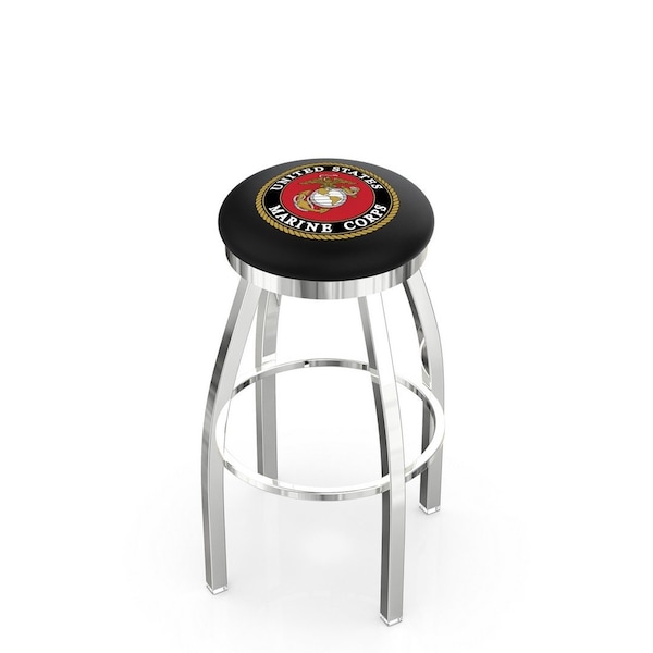 Holland Bar Stool Co 30" Chrome U.S. Marines Swivel Bar Stool, Accent Ring - L8C2C30MARINE