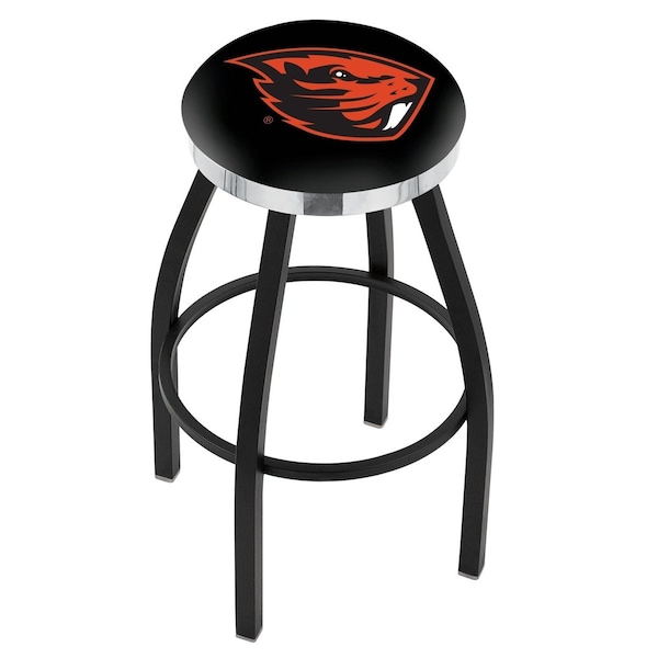 Holland Bar Stool Co 30" Blk Wrinkle Oregon State Swivel Bar Stool, Chrome Ring - L8B2C30OREGST