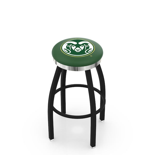 Holland Bar Stool Co 30" Blk Wrinkle Colorado State Swivel Bar Stool, Chrome Ring - L8B2C30COLOST