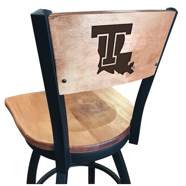 Holland Bar Stool Co 30" Blk Wrinkle Louisiana Tech Swivel Bar Stool, Laser Engraved Back - L03830BWMEDMPLALATECHMEDMPL