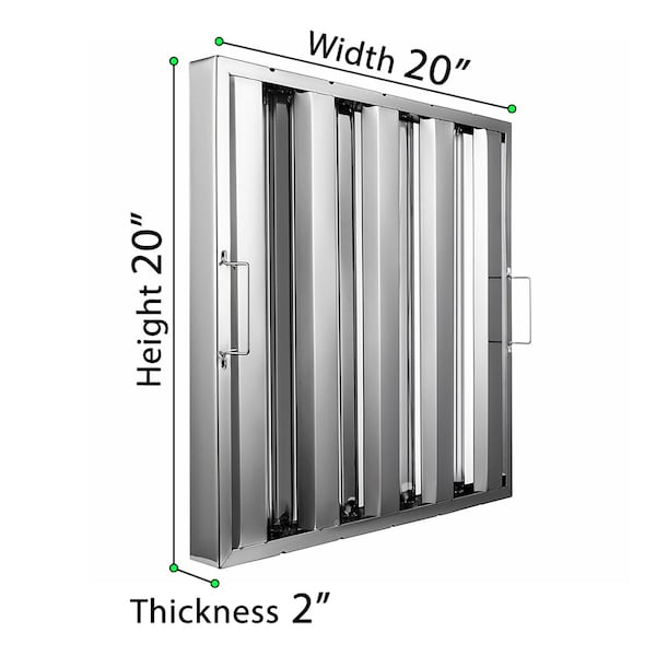 Amgood 20 in. x 20 in. x 2 in.  Stainless Steel Hood Filter, 2PK - SSHF-2020-2PK-Z