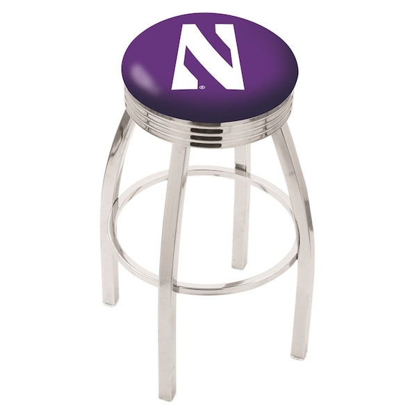 Holland Bar Stool Co 30" Chrome Northwestern Swivel Bar Stool, Accent Ring - L8C3C30NTHWST