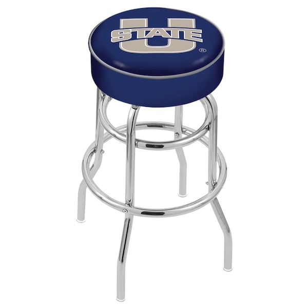 Holland Bar Stool Co 30" Utah State Cushion Seat, 2-Ring Chrome Swivel Bar Stool - L7C130UTAHST