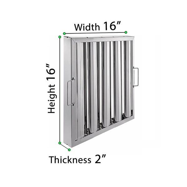 Amgood 16 in. x 16 in. x 2 in. Stainless Steel Hood Filter, 2PK - SSHF-1616-2PK-Z