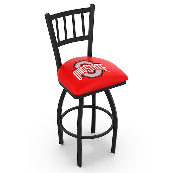 Holland Bar Stool Co 30" Blk Wrinkle Ohio State Swivel Bar Stool, Jailhouse Back - L01830OHIOST