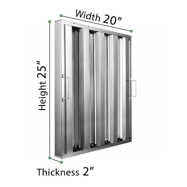 Amgood 20 in. x 25 in. x 2 in.  Stainless Steel Hood Filter, 2PK - SSHF-2025-2PK-Z