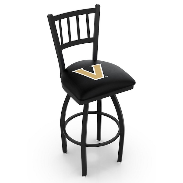 Holland Bar Stool Co 25" Blk Wrinkle Vanderbilt Swivel Bar Stool, Jailhouse Back - L01825VANDER