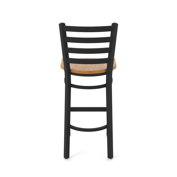 Holland Bar Stool Co 30" Stationary Bar Stool, Black Wrinkle, Med Oak Seat - 40030BWMEDOAK