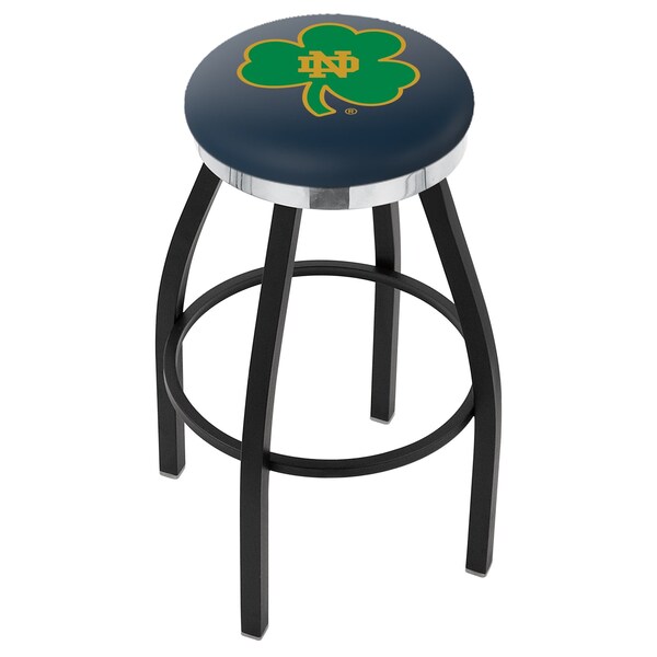 Holland Bar Stool Co 25" Blk Wrinkle Notre Dame Shamrock Swivel Bar Stool, Chrome Ring - L8B2C25ND-SHM