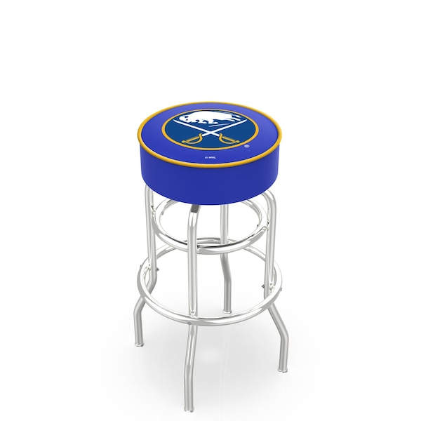 Holland Bar Stool Co 30" Buffalo Sabres Cushion Seat, 2-Ring Chrome Swivel Bar Stool - L7C130BUFSAB